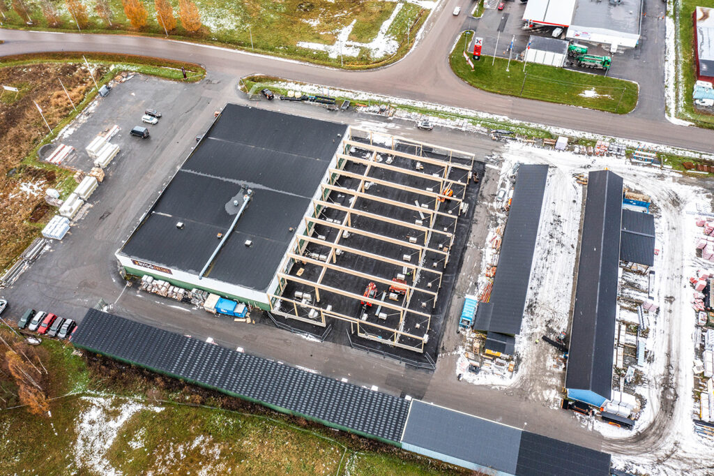 Projektbilder på tillbyggnad av förråd på K-Bygg Fresks, Sollefteå 2023